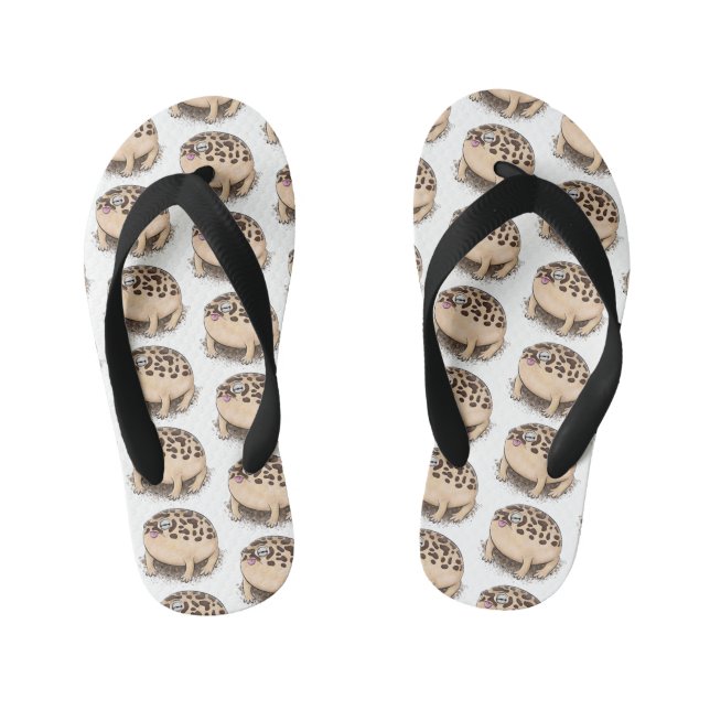 Funny desert rain frog cartoon illustration kid's flip flops (Footbed)