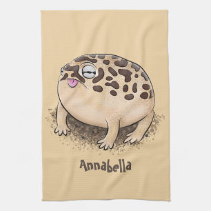 Funny desert rain frog cartoon illustration kitchen towel