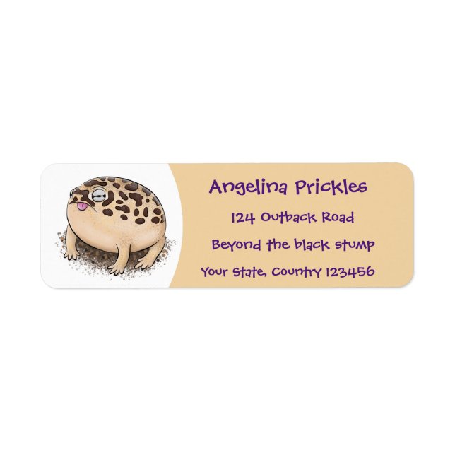 Funny desert rain frog cartoon illustration label (Front)