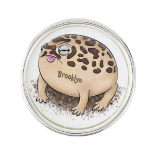 Funny desert rain frog cartoon illustration lapel pin