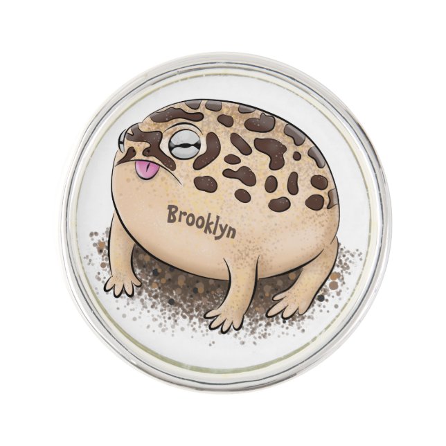 Funny desert rain frog cartoon illustration lapel pin (Front)