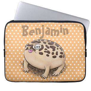 Funny desert rain frog cartoon illustration laptop sleeve