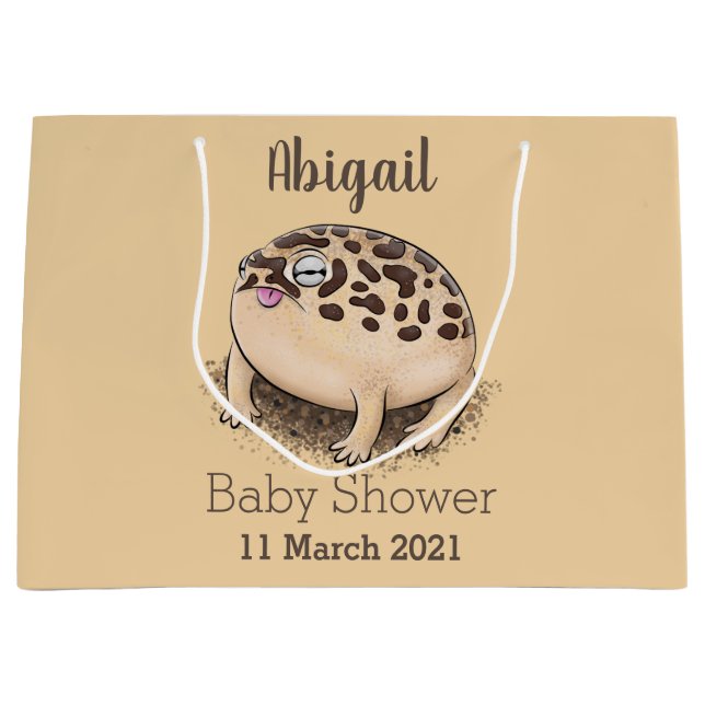 Funny desert rain frog cartoon illustration large gift bag (Front)