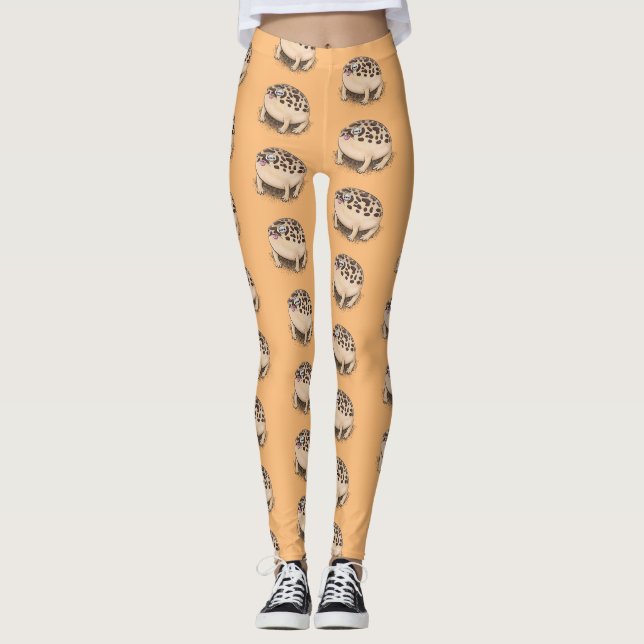 Funny desert rain frog cartoon illustration leggings (Front)