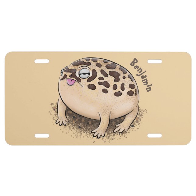 Funny desert rain frog cartoon illustration  license plate (Front)