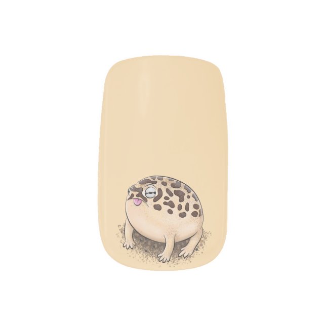 Funny desert rain frog cartoon illustration minx nail art (Left Thumb)