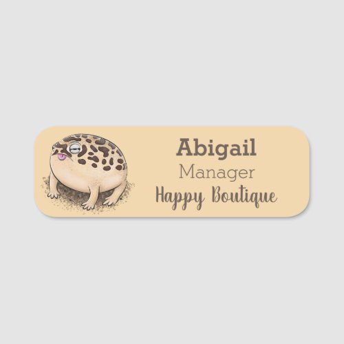 Funny desert rain frog cartoon illustration  name tag