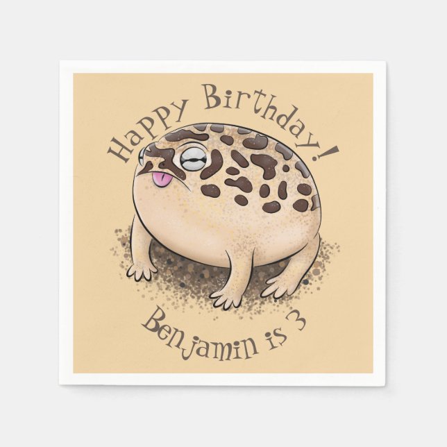 Funny desert rain frog cartoon illustration napkins (Front)