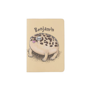 Funny desert rain frog cartoon illustration passport holder