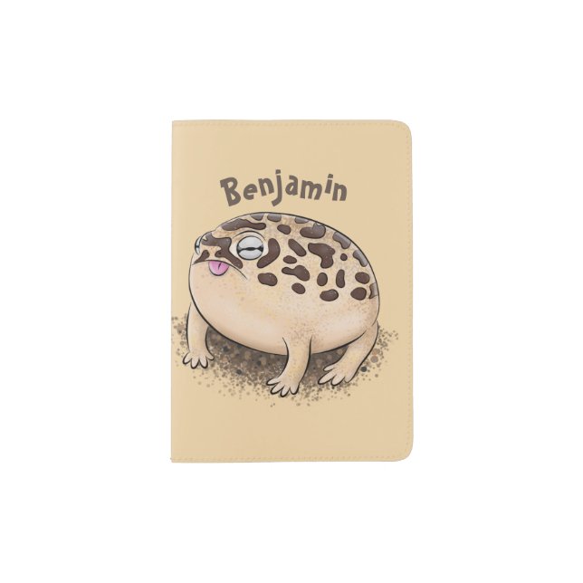 Funny desert rain frog cartoon illustration passport holder (Front)