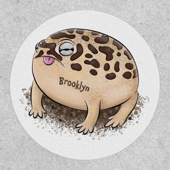 Funny desert rain frog cartoon illustration patch (Front)