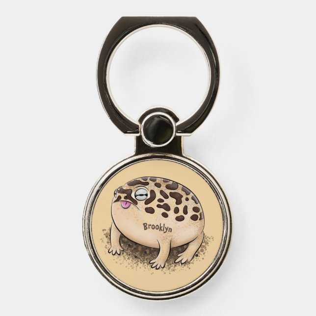 Funny desert rain frog cartoon illustration phone ring stand (Front)