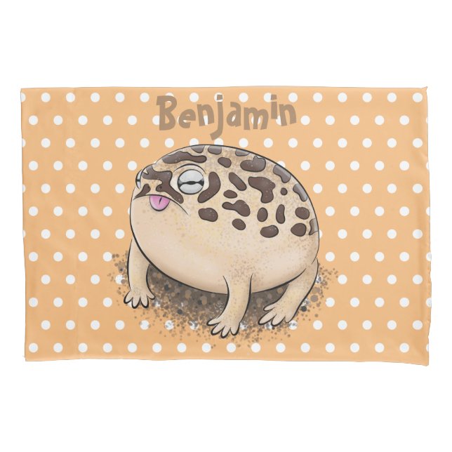 Funny desert rain frog cartoon illustration pillow case (Front)