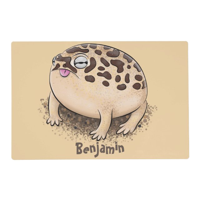 Funny desert rain frog cartoon illustration placemat (Front)