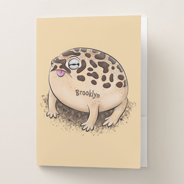 Funny desert rain frog cartoon illustration pocket folder (Front)