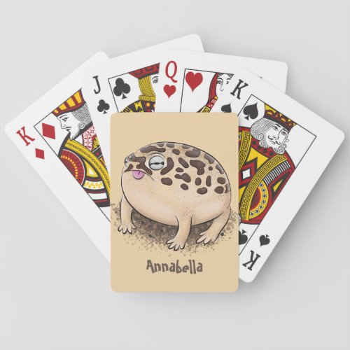 Funny desert rain frog cartoon illustration poker cards