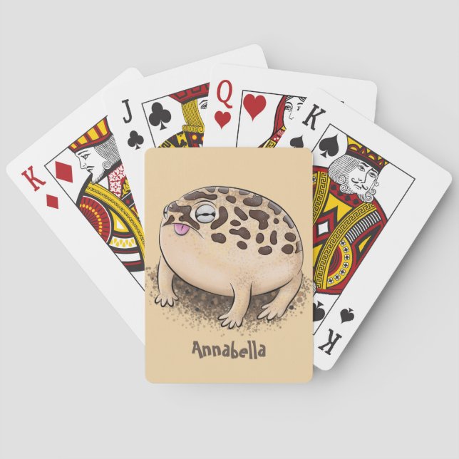 Funny desert rain frog cartoon illustration poker cards (Back)