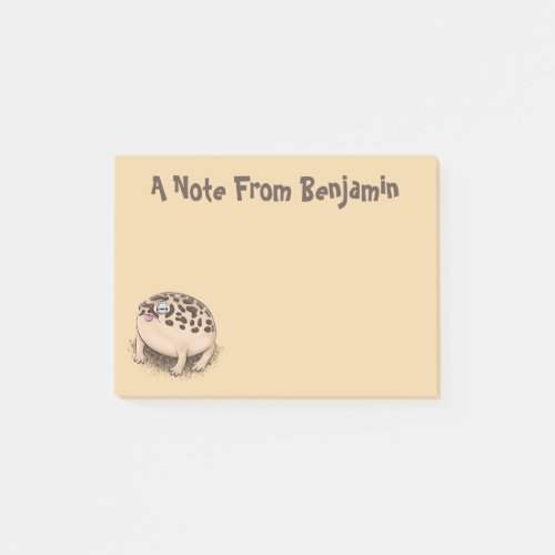 Funny desert rain frog cartoon illustration post_it notes