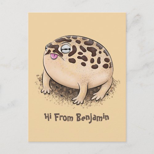 Funny desert rain frog cartoon illustration postcard