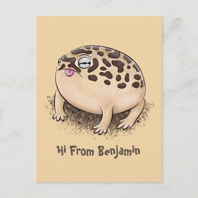 Funny desert rain frog cartoon illustration postcard (Front)