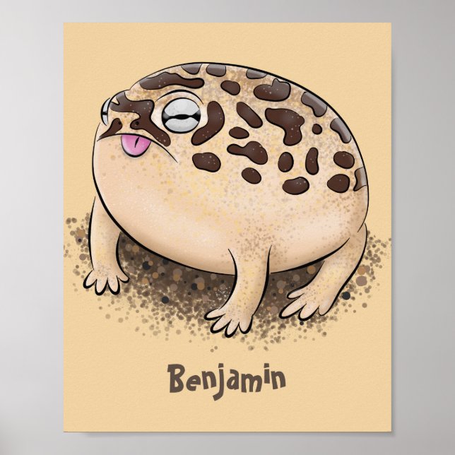 Funny desert rain frog cartoon illustration poster (Front)