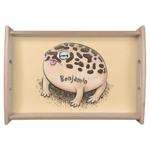 Funny desert rain frog cartoon illustration serving tray