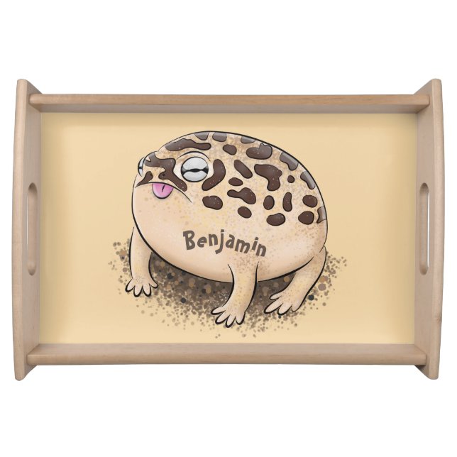 Funny desert rain frog cartoon illustration serving tray (Front)