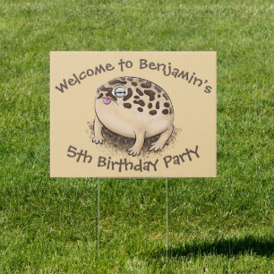 Funny desert rain frog cartoon illustration sign