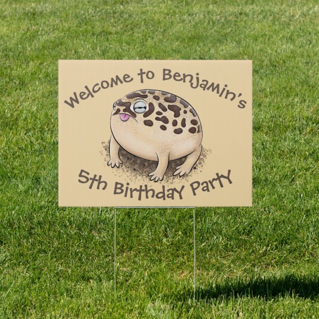 Funny desert rain frog cartoon illustration sign (Insitu)