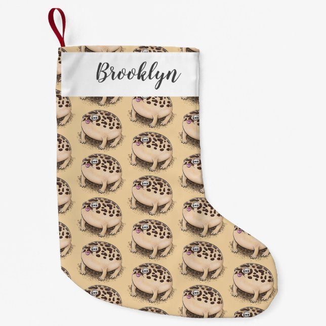 Funny desert rain frog cartoon illustration small christmas stocking (Front)