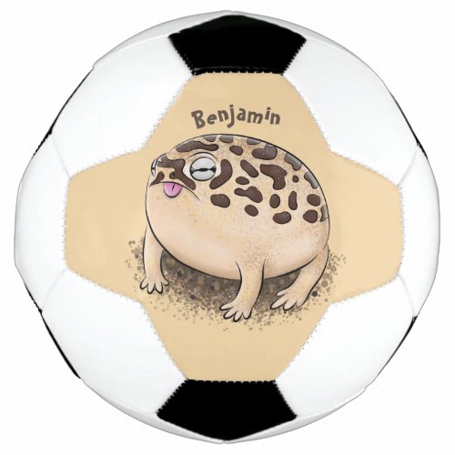 Funny desert rain frog cartoon illustration soccer ball