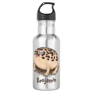 Funny desert rain frog cartoon illustration stainless steel water bottle