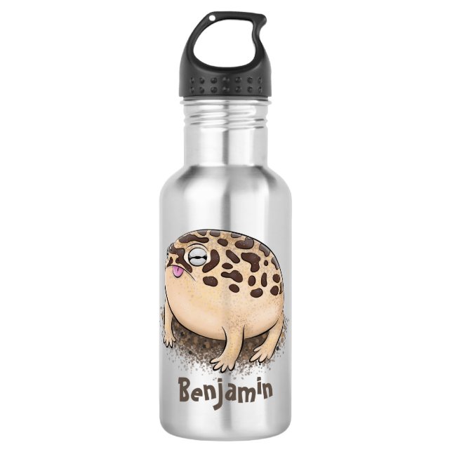 Funny desert rain frog cartoon illustration stainless steel water bottle (Front)