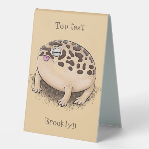 Funny desert rain frog cartoon illustration table tent sign