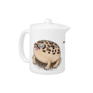 Funny desert rain frog cartoon illustration teapot