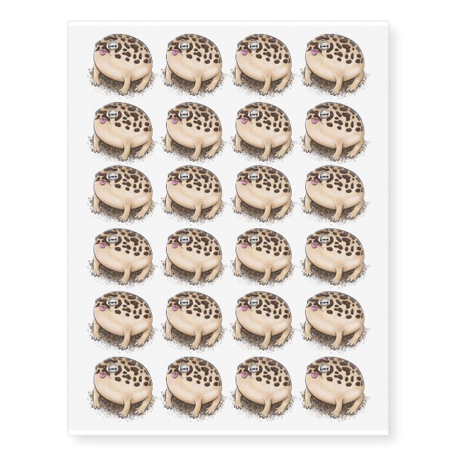 Funny desert rain frog cartoon illustration temporary tattoos (Front)