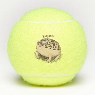Funny desert rain frog cartoon illustration tennis balls