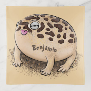 Funny desert rain frog cartoon illustration trinket tray