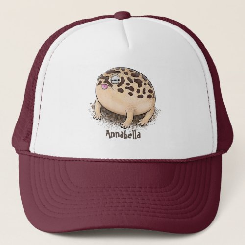 Funny desert rain frog cartoon illustration trucker hat