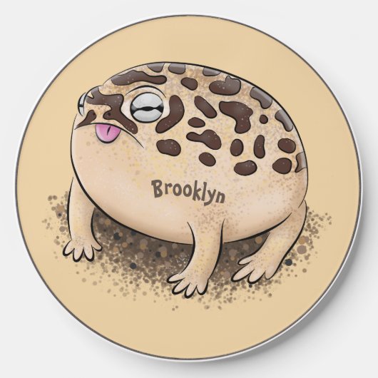 Funny desert rain frog cartoon illustration wireless charger (Front)