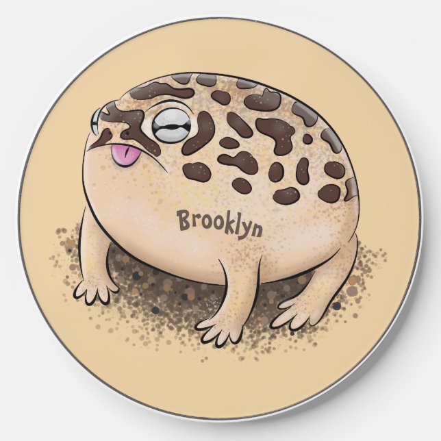 Funny desert rain frog cartoon illustration wireless charger  (Front)