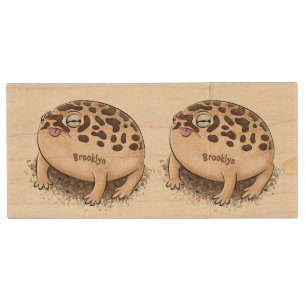 Funny desert rain frog cartoon illustration wood flash drive