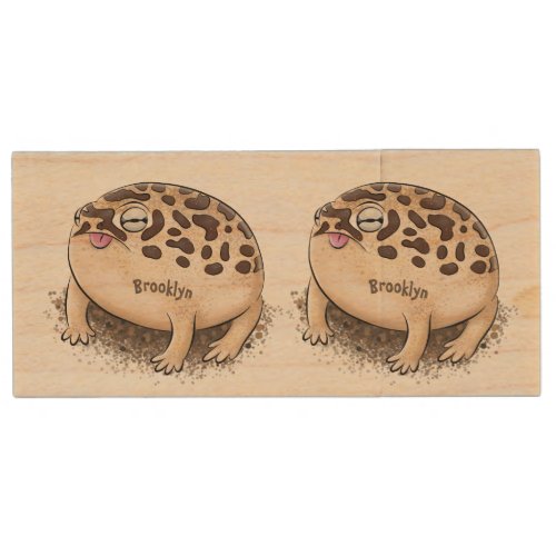 Funny desert rain frog cartoon illustration wood flash drive