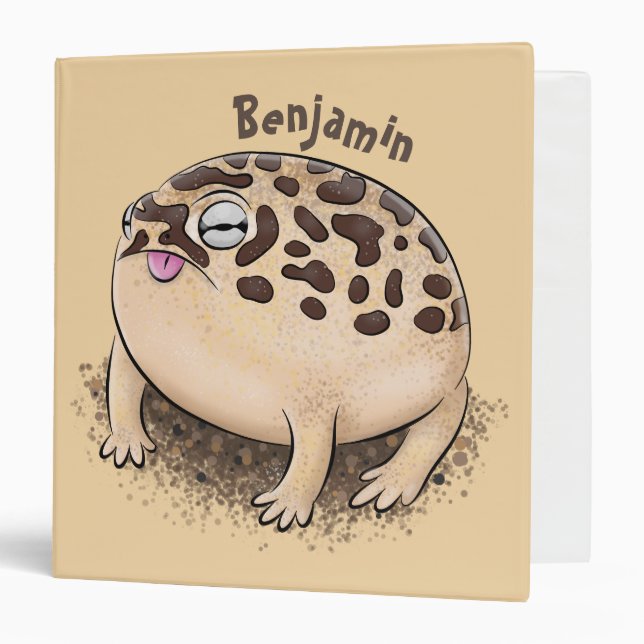 Funny desert rain frog cartoon personalized 3 ring binder (Front/Inside)