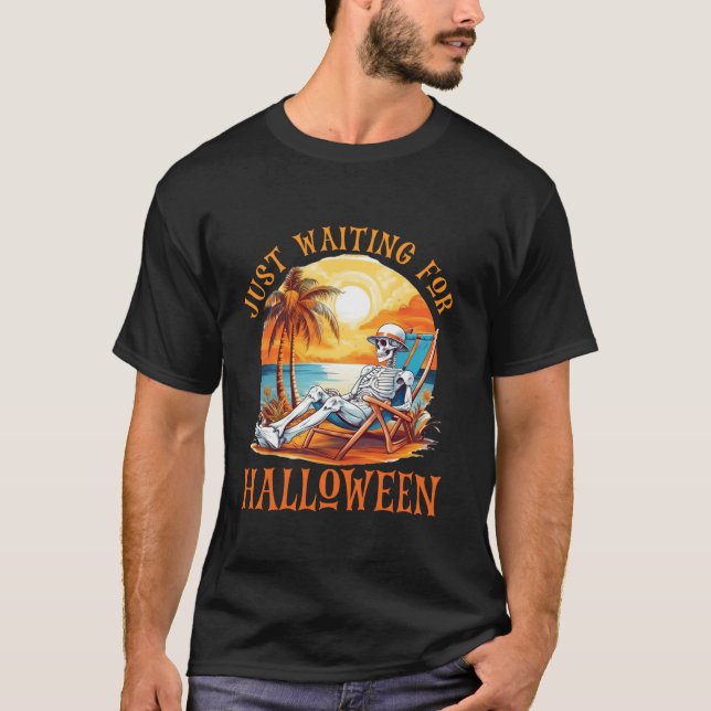 funny desgin quote just waiting for halloween pump T-Shirt (Front)