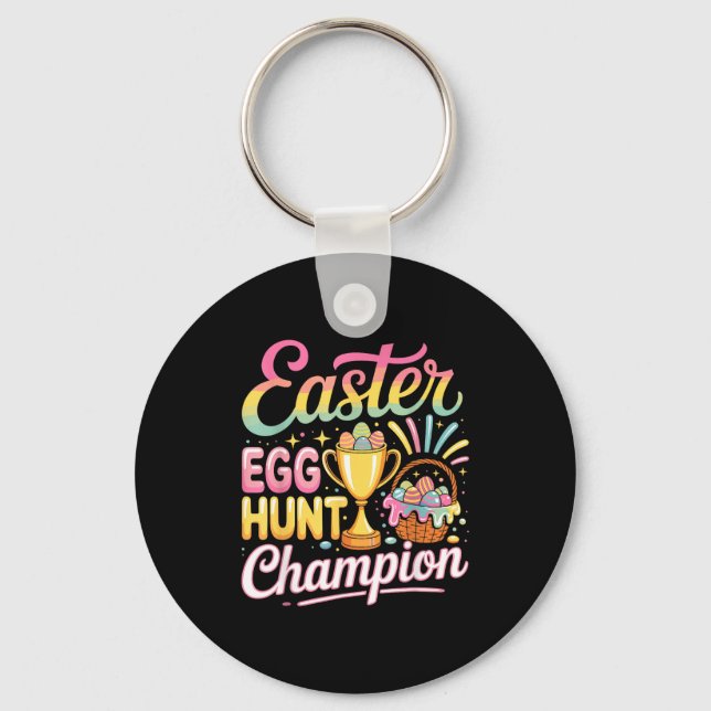 Funny Design Easter Egg Hunt Champion Easter Keychain (Front)