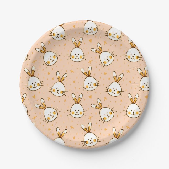 Funny design with little rabbits paper plates (Front)