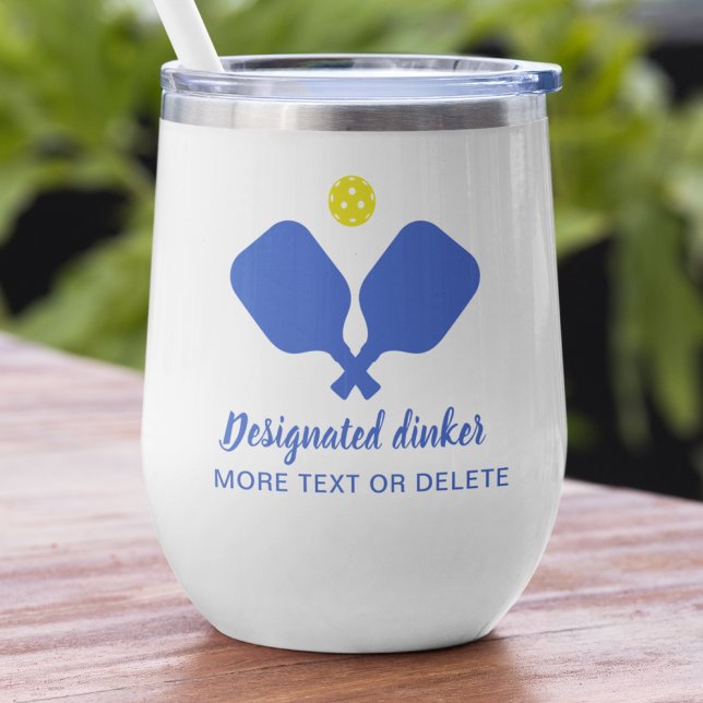 Funny Designated Dinker Custom Pickleball Blue Thermal Wine Tumbler (Creator Uploaded)