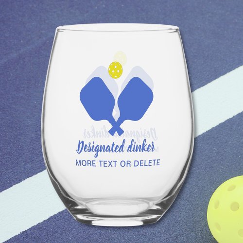 Funny Designated Dinker Personalized Pickleball Stemless Wine Glass