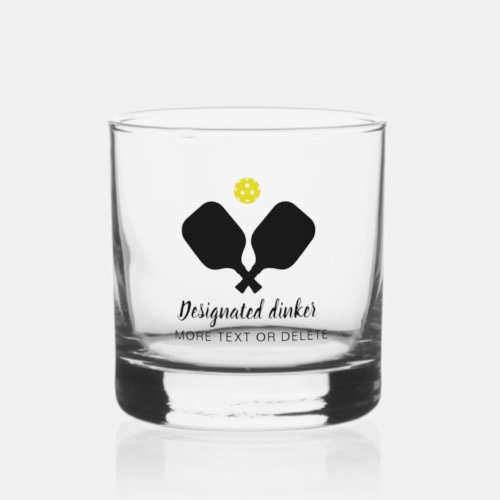 Funny Designated Dinker Personalized Pickleball Whiskey Glass